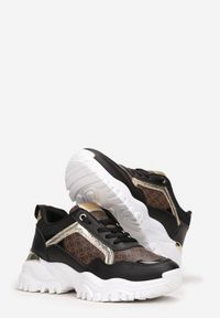 Born2be - Czarne Sneakersy Phelessa. Nosek buta: okrągły. Kolor: czarny. Materiał: materiał. Wzór: aplikacja #4