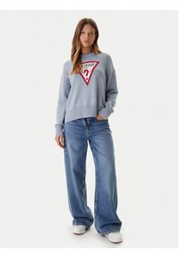 Guess Jeans Sweter W4BR12 Z3HM1 Niebieski Relaxed Fit. Kolor: niebieski. Materiał: bawełna