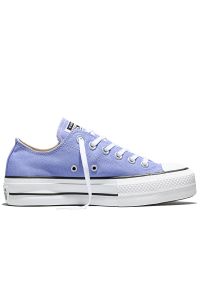 Buty damskie Converse Chuck Taylor All Star Lift Platform A16105C - fioletowe. Zapięcie: sznurówki. Kolor: fioletowy. Materiał: materiał. Szerokość cholewki: normalna. Obcas: na platformie. Styl: elegancki, sportowy, klasyczny #1