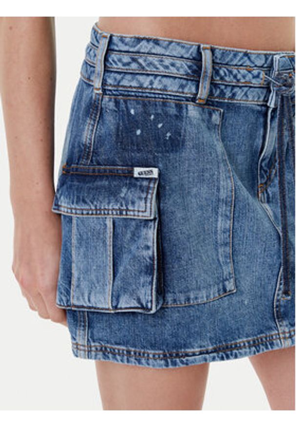 Guess Spódnica jeansowa W5YD0L D5R01 Niebieski Regular Fit. Kolor: niebieski. Materiał: bawełna