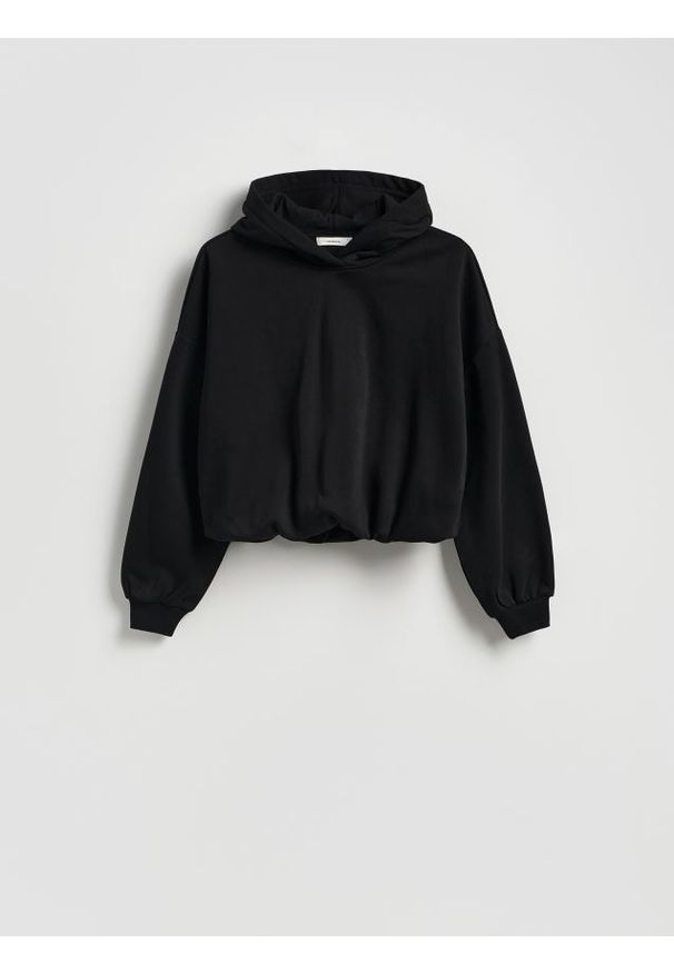 Reserved - Krótka bluza z bawełną - czarny. Kolor: czarny. Materiał: bawełna. Długość: krótkie