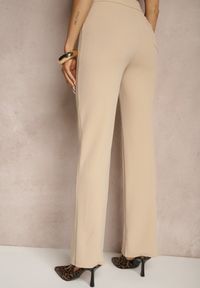 Renee - Beżowe Spodnie z Wiskozą High Waist w Eleganckim Stylu Tatariela. Okazja: na co dzień, na spotkanie biznesowe. Stan: podwyższony. Kolor: beżowy. Materiał: wiskoza. Styl: elegancki #4