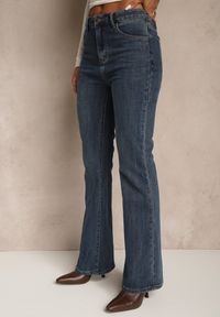 Renee - Niebieskie Jeansy z Domieszką Wiskozy o Kroju Flare High Waist Alendria. Okazja: na imprezę. Stan: podwyższony. Kolor: niebieski. Styl: elegancki #4