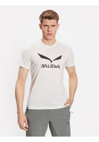 Salewa T-Shirt Solidlogo Dry 27018 Biały Regular Fit. Kolor: biały. Materiał: syntetyk
