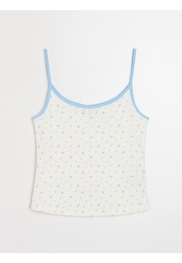 Sinsay - Bawełniana koszulka na ramiączkach - wielobarwny. Materiał: bawełna. Długość rękawa: na ramiączkach