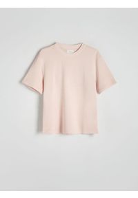 Reserved - T-shirt z efektem sprania - różowy. Kolor: różowy. Materiał: bawełna