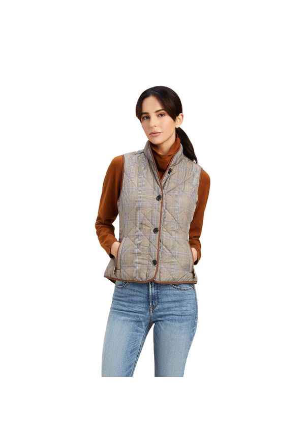 Damska kurtka bez rękawów Ariat Woodside 2.0. Kolor: wielokolorowy. Materiał: zamsz, puch. Długość rękawa: bez rękawów. Wzór: aplikacja