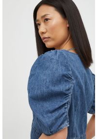 Levi's® - Levi's koszula jeansowa damska kolor granatowy. Okazja: na spotkanie biznesowe. Kolor: niebieski. Materiał: jeans. Długość rękawa: krótki rękaw. Długość: krótkie. Styl: biznesowy #4