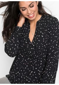 Bluzka w kropki bonprix czarny w kropki. Kolor: czarny. Długość: długie. Wzór: kropki. Styl: elegancki #5