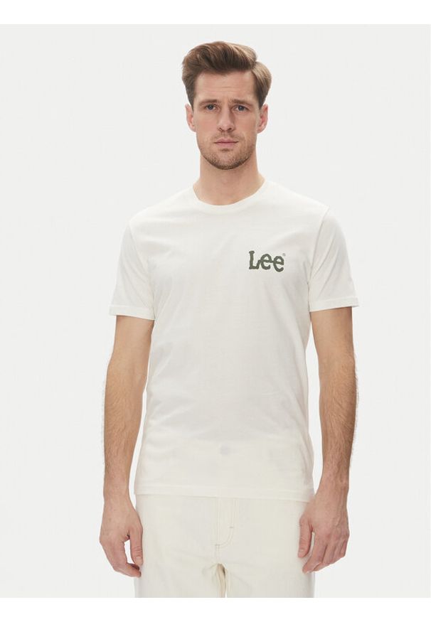 Lee T-Shirt Medium Wobbly 112364535 Biały Regular Fit. Kolor: biały. Materiał: bawełna