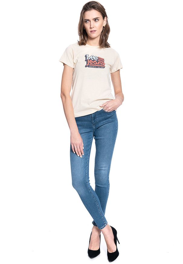 Lee - DAMSKI T-SHIRT LEE CREW NECK TEE BLEACHED SAND L41LYGOC 112109072