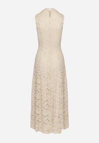 Born2be - Beżowa Koktajlowa Sukienka z Koronki Jolretia. Kolor: beżowy. Materiał: koronka. Wzór: koronka. Typ sukienki: ołówkowe. Styl: wizytowy #2