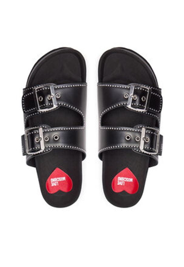 Love Moschino - LOVE MOSCHINO Klapki JA28253G0IIA0000 Czarny. Kolor: czarny. Materiał: skóra