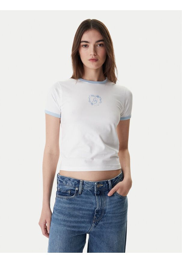 Guess Jeans T-Shirt W6RI16 J1314 Biały Regular Fit. Kolor: biały. Materiał: bawełna