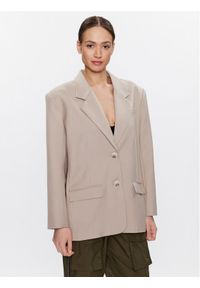GESTUZ - Gestuz Marynarka Paulagz 10907014 Beżowy Oversize. Kolor: beżowy. Materiał: syntetyk