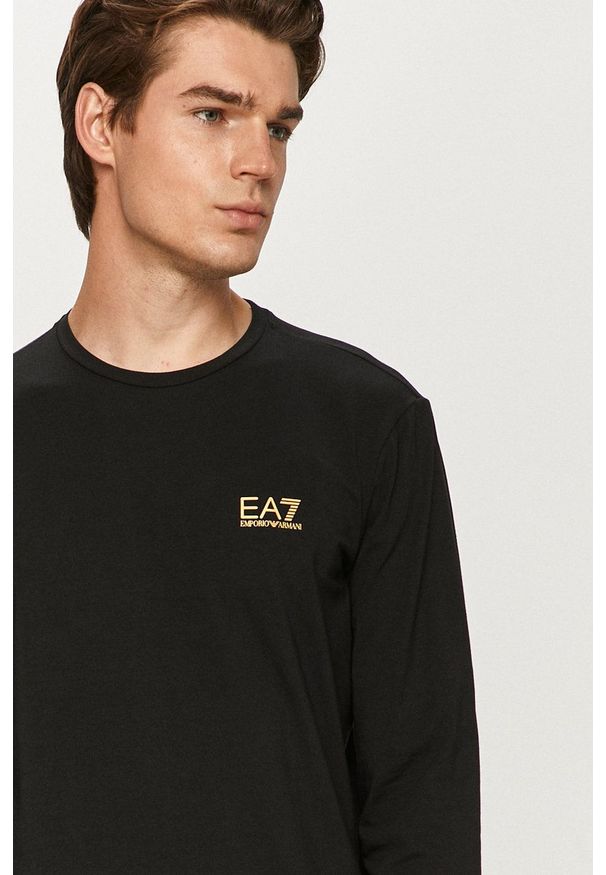 EA7 Emporio Armani - Longsleeve. Okazja: na co dzień. Kolor: czarny. Materiał: dzianina. Długość rękawa: długi rękaw. Styl: casual