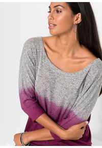 Shirt oversize w cieniowanym kolorze bonprix szaro-jeżynowy melanż. Kolor: szary. Wzór: melanż #3