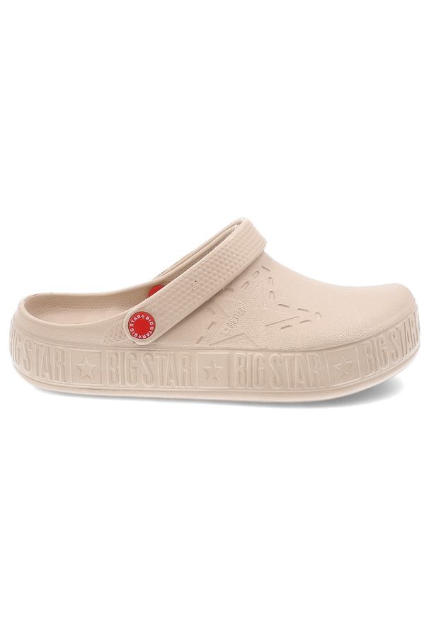 Big-Star - Beżowe Klapki Big Star Stylowe Obuwie Damskie. Okazja: na co dzień, na plażę. Kolor: beżowy. Wzór: nadruk. Sezon: lato. Styl: elegancki