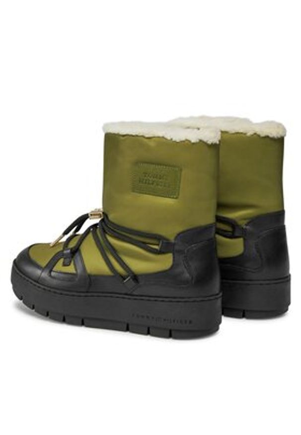 TOMMY HILFIGER - Tommy Hilfiger Śniegowce Tommy Essential Snowboot FW0FW07504 Zielony. Kolor: zielony. Materiał: materiał