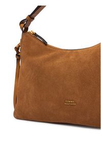 TOMMY HILFIGER - Tommy Hilfiger Torebka Th Statement Shoulder Bag Suede AW0AW18824 Brązowy. Kolor: brązowy. Materiał: skórzane, zamszowe #6
