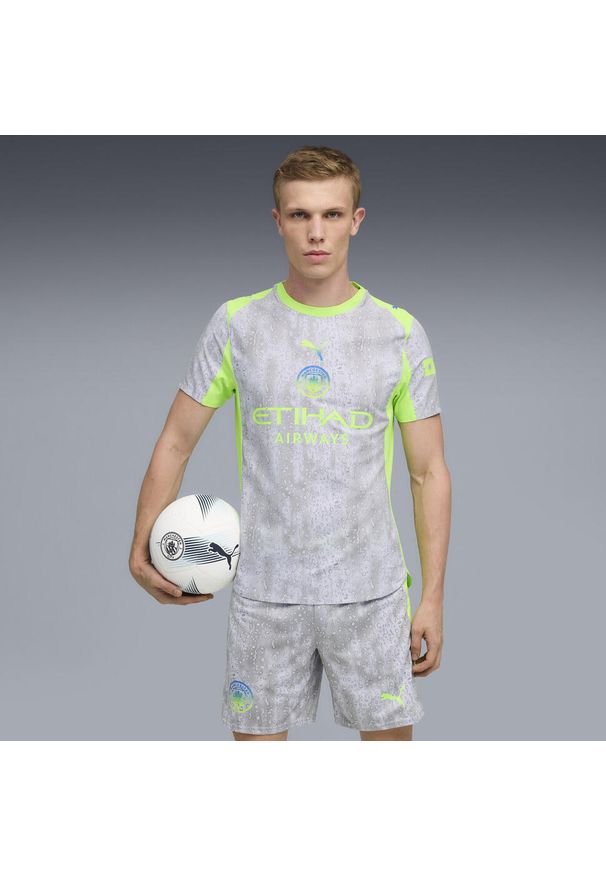 Puma - Męska autentyczna trzecia koszulka Manchester City 25/26 PUMA. Kolor: niebieski, zielony, wielokolorowy. Sport: bieganie