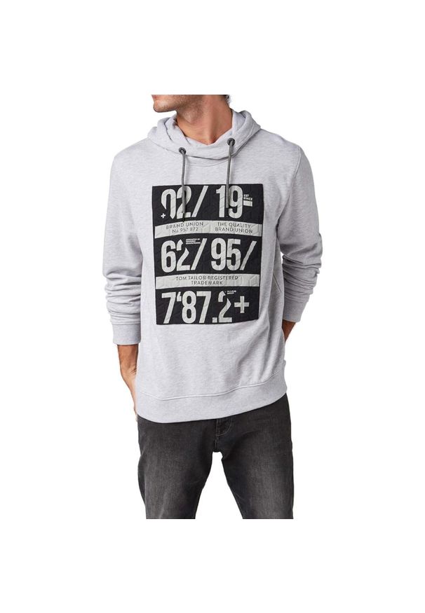 Bluza turystyczna męska Tom Tailor Hoodie Artwork. Typ kołnierza: kaptur. Kolor: szary. Materiał: poliester, bawełna