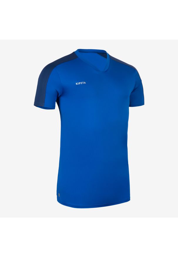 KIPSTA - Koszulka do piłki nożnej z krótkim rękawem Kipsta Essential. Kolor: niebieski. Materiał: poliester, materiał. Długość rękawa: krótki rękaw. Długość: krótkie