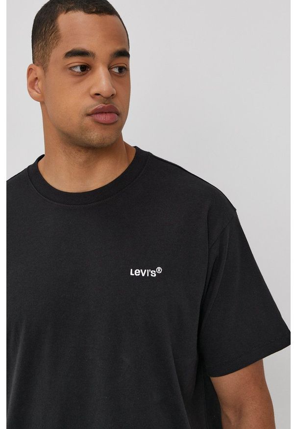 Levi's® - Levi's - T-shirt. Okazja: na spotkanie biznesowe. Kolor: czarny. Materiał: bawełna, dzianina. Wzór: gładki. Styl: biznesowy
