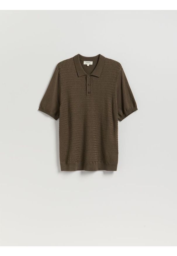 Reserved - Koszulka polo z wiskozą CIRCULOSE® - zielony. Typ kołnierza: polo. Kolor: zielony. Materiał: wiskoza