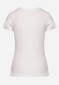 Born2be - Biały Bawełniany T-shirt z Ozdobnym Nadrukiem Zaromira. Okazja: na co dzień. Kolor: biały. Materiał: bawełna. Wzór: nadruk. Styl: klasyczny, elegancki, casual #5