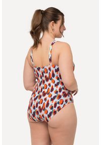 ULLA POPKEN - Damski Kostium kąpielowy nakrapiany wzór wyjmowane miękkie miseczki. Kolekcja: plus size. Kolor: biały. Materiał: elastan, poliamid, materiał