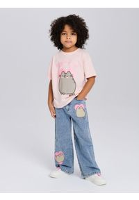 Sinsay - Jeansy wide leg z efektem sprania Pusheen the Cat - niebieski. Kolor: niebieski #1