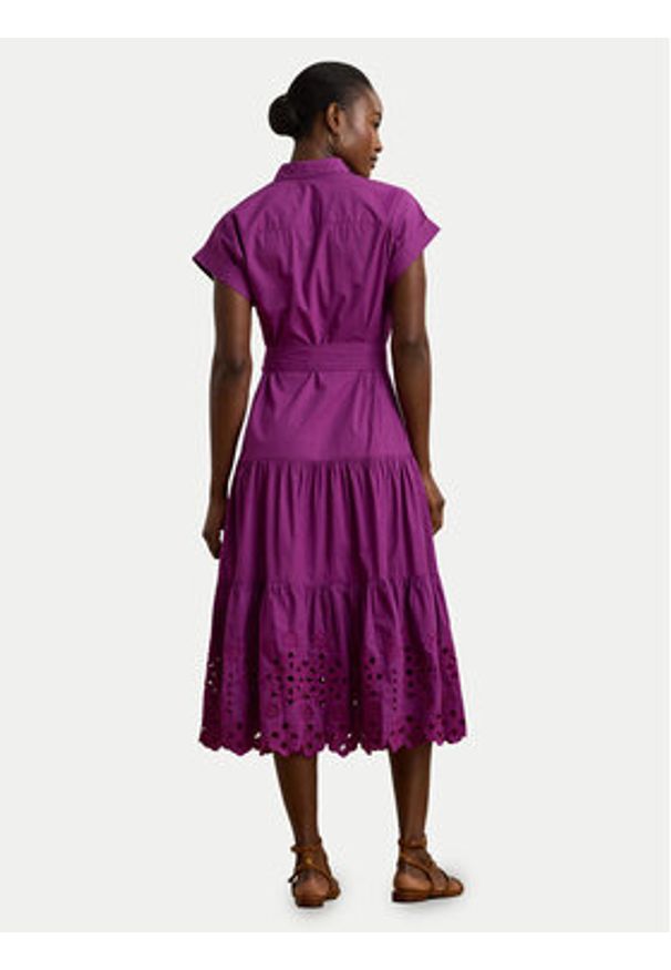 Lauren Ralph Lauren - LAUREN RALPH LAUREN Sukienka koszulowa 200970821001 Fioletowy Regular Fit. Kolor: fioletowy. Materiał: bawełna. Typ sukienki: koszulowe