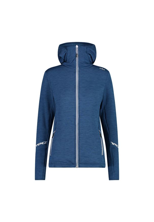 Polar z kapturem dla kobiet CMP. Typ kołnierza: kaptur. Kolor: niebieski, wielokolorowy, biały. Materiał: polar. Sport: turystyka piesza