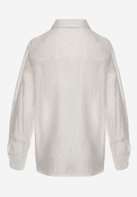 Born2be - Biała Transparentna Koszula Ozdobiona Cyrkoniami Clymadia. Okazja: na co dzień. Kolor: biały. Materiał: jeans. Wzór: aplikacja. Styl: casual, klasyczny #2