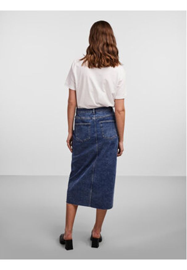 Pieces Spódnica jeansowa 17144829 Niebieski Regular Fit. Kolor: niebieski. Materiał: jeans, bawełna
