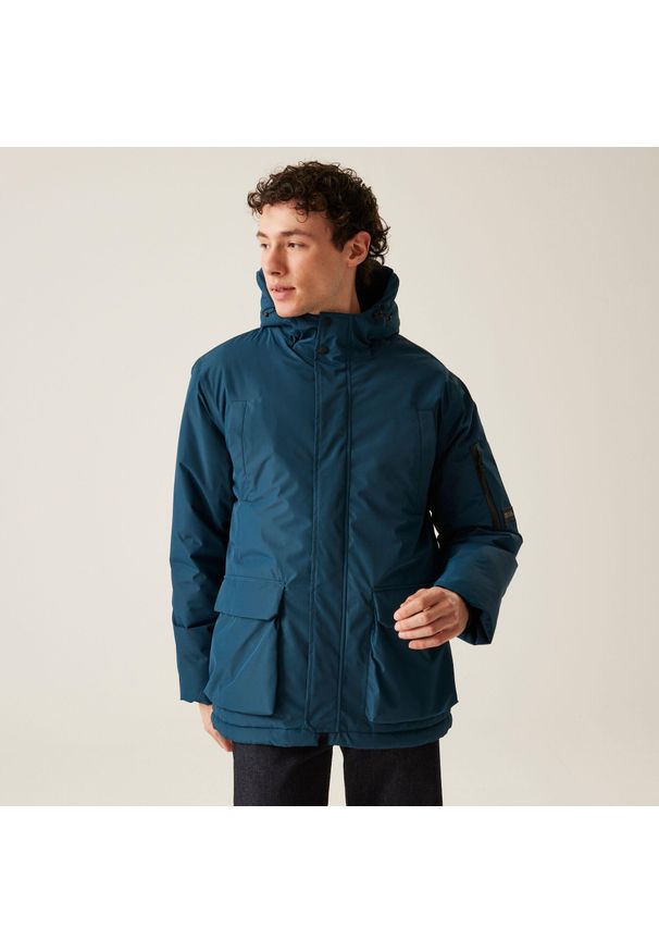 Regatta - Volter Podgrzewana męska wodoodporna ocieplana kurtka turystyczna. Kolor: niebieski. Sport: turystyka piesza