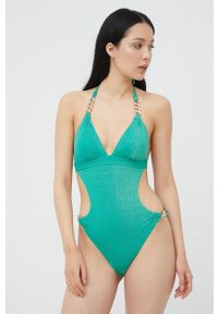 Liu Jo jednoczęściowy strój kąpielowy kolor zielony lekko usztywniona miseczka. Kolor: zielony. Materiał: materiał