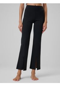 4f - 4F Legginsy do jogi z rozszerzanymi nogawkami damskie - czarne S. Stan: podwyższony. Kolor: czarny. Materiał: skóra, materiał. Długość: długie. Sport: joga i pilates #2