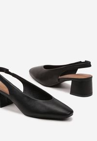 Renee - Czarne Czółenka na Słupku Typu Slingback Foniven. Nosek buta: szpiczasty. Kolor: czarny. Obcas: na słupku. Styl: elegancki #6