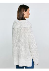 Big-Star - Sweter damski z obszernym golfem melanżowy biały Magdalena 100. Typ kołnierza: golf. Kolor: biały. Materiał: wełna, denim, materiał. Wzór: melanż. Styl: klasyczny, elegancki