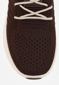 Renee - Brązowe Sneakersy na Tłoczonej Podeszwie z Elastyczną Cholewką Lamilia. Nosek buta: okrągły. Zapięcie: sznurówki. Kolor: brązowy. Materiał: materiał. Szerokość cholewki: normalna. Obcas: na obcasie. Wysokość obcasa: niski #4