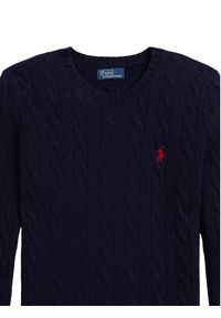 Polo Ralph Lauren Sweter 211971865003 Granatowy Slim Fit. Typ kołnierza: polo. Kolor: niebieski. Materiał: wełna #3