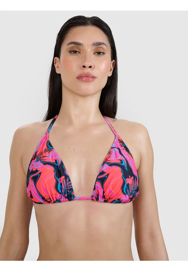 4f - 4F Góra od bikini damska - różowa XL. Kolor: różowy. Materiał: materiał, włókno, syntetyk, elastan