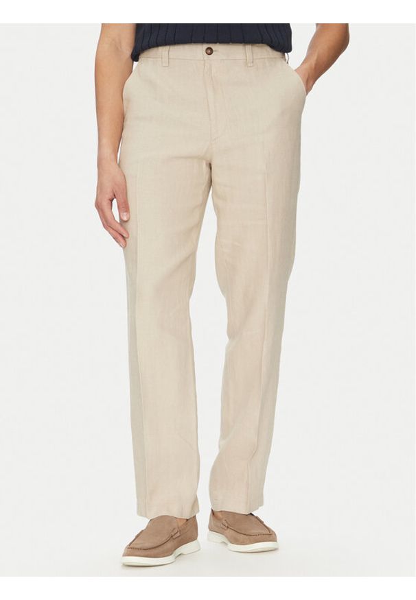MICHAEL Michael Kors Chinosy CS5304BBEY Beżowy Straight Fit. Kolor: beżowy. Materiał: len