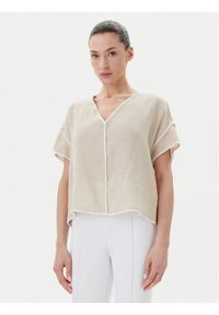 ICONA Bluzka RP5LE004 Beżowy Relaxed Fit. Kolor: beżowy. Materiał: len