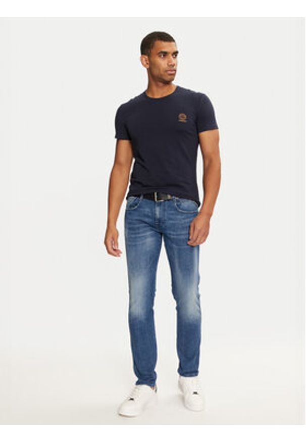 VERSACE - Versace T-Shirt AUU01005 1A1001 Granatowy Regular Fit. Kolor: niebieski. Materiał: bawełna
