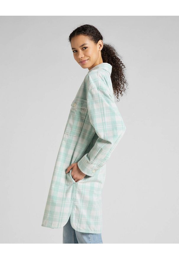 Lee - LEE ELONGATED OVERSHIRT DAMSKA KOSZULA DUSTY JADE L50WAA41 112321257