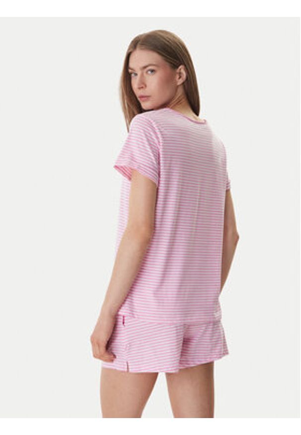 Lauren Ralph Lauren - LAUREN RALPH LAUREN Piżama ILN12503 Różowy Regular Fit. Kolor: różowy. Materiał: bawełna, wiskoza