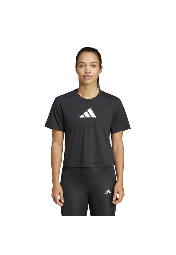 Adidas - Koszulka fitness damska ADIDAS. Kolor: czarny. Materiał: materiał, skóra. Sport: fitness